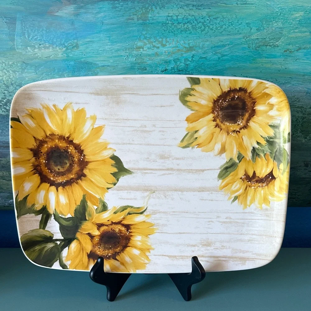 Large Serving Platter with Big Beautiful Sunflowers by Certified International